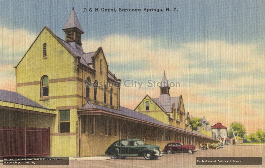 Postcard: Delaware & Hudson Depot, Saratoga Springs, New York